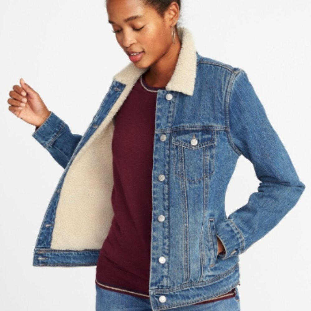 BRAND NEW Old Navy Sherpa-Lined Denim Jacket